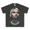 Sudadera con estampado de personaje de Chris Brown, marca de moda americana de alta calle para otoño e invierno, sudadera con capucha extragrande de algodón 100% de 420G