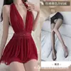 Sexy camisón transparente de malla con cuello halter y espalda descubierta para parejas, divertido, estado de ánimo de mujer ropa de dormir deseo