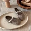 Zapatos de Princesa de Suela Suave para Niñas Nuevo Estilo Primavera y Otoño 2026 Zapatos Planos de Moda para Niñas Pequeñas Zapatos de Piel con Perlas