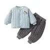 Conjunto de dos piezas para bebé, chaqueta de algodón acolchada engrosada para otoño e invierno y pantalones, ropa exterior para niños con parte superior acolchada