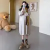 2026 Nuevo Vestido de Punto Grueso para Maternidad de Otoño Invierno Vestido de Maternidad Holgado Talla Grande Falda de Maternidad Relajada con Bufanda
