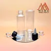 Garrafa PET redonda e achatada personalizada de 120ML com vários tipos de tampas, frasco para hidrolato cosmético, frasco para óleo essencial, frasco de refil para viagem