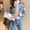 Estilo Nuevo de Otoño Simple y Lujoso Estilo Chino Porcelana Azul y Blanca Retro Estampado de Tinta Camisa de Manga Larga Top