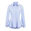 Ropa de mujer transfronteriza al por mayor 2026 Diseño de moda retro francés versátil camisa de manga larga con solapa de dobladillo de paraguas