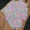 Cor única de unha postiça de celebridade, pedra moída, diamante moído, areia de vidro iridescente, cor de fragmentos de vidro irregulares, acessórios DIY 450g