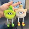 Pingente de bolsa bola de carvão pequena de pelo de coelho rex no atacado, decoração de boneco elfo para mochila, chaveiro de carrinho de brinquedo de desenho animado