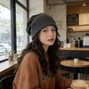 Gorro Japonês Nicho Plissado Soltinho para Mulheres, Chapéu Versátil de Cor Sólida para Clima Frio, Chapéu Headwrap Liso para Casais Celebridades da Internet, Chapéu Pulôver Estilo Coreano
