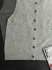 Chaleco cárdigan 100% lana merino para mujer, Chaleco de punto sin mangas para otoño e invierno, Chaleco suéter de cuello redondo gris 26 Nuevo