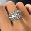 Anillo Redondo de Zirconia de Doble Capa con Arreglo Geométrico Huajie, Joyería de Lujo Ligero para Compromiso y Boda, Nuevo Anillo de Diamante de Xiaohongshu