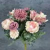 Simulado 7-Garras Cacho de Peônias Ricas para Casamento Decoração de Casa Arranjo, Rosas Hibisco, Enfeites de Flores Artificiais Transfronteiriços Atacado