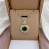 Collar de mujer: Collar de flor de circón esmeralda estilo europeo y americano transfronterizo, colgante de nuevo diseño, cadena elegante para la clavícula