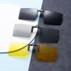 Gafas de sol polarizadas ultraligeras sin marco con borde recortado, con clip, para conducir, para hombres y mujeres, abatibles, cuadradas, para miopía.