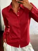 Nueva camisa de mujer estilo europeo y americano, popular en Wish y Amazon, otoño, color liso, moderna, elegante, manga larga, con botones, camisa de mujer