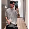 Camiseta de Punto de Manga Corta Estilo Old Money para Hombre, Bloques de Color, Falso Dos Piezas, Cuello Henley, Seda de Hielo, Verano, Fábrica Transfronteriza Venta al por Mayor