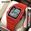 Reloj Despertador de Doble Hora Sanda para Hombres y Mujeres, Reloj Electrónico Unisex Impermeable en Forma de Barril con Temporizador de Cuenta Regresiva y Funciones Multifuncionales