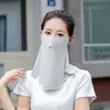 Nova máscara facial com proteção solar para mulheres, proteção para o pescoço no verão, proteção UV integrada, seda gelada respirável, máscara facial completa para proteção solar