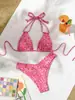 2027 Estilo Novo Europeu e Americano Sexy Estampado Roupa de Banho Feminina Conjunto Biquíni Duas Peças Fonte de Fábrica Transfronteiriça