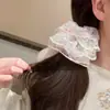 Scrunchie de Bolinhas de Alto Padrão Estilo Francês, Elástico de Renda Versátil para Mulheres, Adequado para Penteados de Coque, Acessório de Cabelo