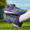 Nuevos zapatos de fútbol bajos para niños con botones giratorios, diseño sin cordones, adecuados para entrenamiento de fútbol sala y correr