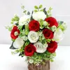 Ramo de rosas artificiales más vendido en Amazon transfronterizo para decoración de bodas, flores artificiales, flores para tumbas, fábrica de flores de seda entrega directa