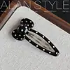 Os novos presilhas de cabelo de acetato estilo coreano da Lan, com estampas de bolinhas e laços, são acessórios de cabelo de alta qualidade e requintados para mulheres, perfeitos para prender franjas e fios soltos.