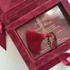 Caixa de Presente de Veludo Personalizada Vinho Tinto de Luxo, Caixa de Presente de Veludo com Estampagem Dourada, Cartão de Convite de Acrílico, Item de Presente Universal