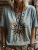 Camiseta feminina de gola redonda e manga curta, transfronteiriça Amazon Europeia e Americana 2026, estilosa e moderna com impressão digital 3D