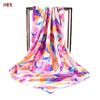 Outono e Inverno novo colorido graffiti flor folhas 90 lenço de cetim grande lenço quadrado versátil retro impresso senhoras