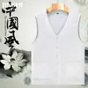 Colete Suor Fino de Verão Estilo Tang Masculino Colete de Linho Tamanho Grande Solto Camiseta sem Mangas de Algodão e Linho para Meia-Idade e Idosos