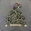 Sudadera con cremallera y camuflaje de tiburón Bape de moda para hombre y mujer, estilo pareja, cárdigan chaqueta con capucha holgado de forro polar puro de moda para hombre