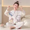 Pijama para Niñas 2026, Cárdigan Delgado de Manga Larga para Primavera y Otoño, Ropa de Casa de Dibujos Animados para Adolescentes, Adecuado para Usar al Aire Libre