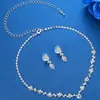 Collar y Pendientes de Zirconia de Lujo Ligero Joyería de Pedrería para Boda Europea y Americana Super Brillante Venta al por Mayor