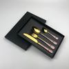 Juego de vajilla occidental en caja de regalo negra, cuchillo y tenedor chapados en titanio multicolor, cuchara, cucharilla de café, caja de regalo, juego de 4 piezas, logotipo imprimible