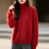 Nuevo Suéter de Punto de Lana Cachemira Otoño/Invierno 2026 Manga Larga Color Sólido Cepillado Holgado Top de Lana para Mujer