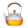 Tetera de vidrio de alta resistencia a la temperatura al por mayor, tetera de rayo, vidrio resistente al calor, tetera con patrón martillado para hervir té, se puede poner al fuego, utensilios para beber