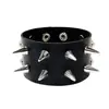 Pulseiras Punk de Estilo Transfronteiriço Europeu e Americano, Pulseiras de Couro Exageradas Não Convencionais, Rebites Pontiagudos Afunilados, Joias de Estilo Gótico Escuro