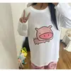 Pijama de primavera y otoño, conjunto de pantalones de manga larga de algodón puro tipo nube, diseño lindo de pollo con agujeros en la nariz estilo niña, delgado y holgado para el verano, para usar como prenda exterior