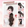 Rabo de Cavalo Trançado para Mulheres com Cabelo Longo, Estilo Preguiçoso e Doce Cool, Cabelo Realista com Elástico para Prender, Rabo de Cavalo Falso Natural Levemente Cacheado Amarrado Lateral