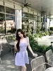 Vestido Camisola de Punto Morado Taro con Cuello en U para Mujer, Vestido de Verano sin Mangas Ajustado a la Cintura, Estilo Pura Pasión, Vestido Corto de Línea A Adelgazante
