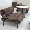Silla Sofá Trenzada con Cuerda para Exteriores, Invernadero, Jardín, Bienes Raíces al Aire Libre, Juego de Tres Piezas de Silla Trenzada con Cuerda, Muebles Combinables, Arte de Ratán
