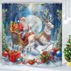 Suministro transfronterizo de cortinas de ducha navideñas, juegos de cortinas de ducha de Papá Noel y renos, cortinas de ducha festivas, juegos de decoración de cortinas para ventana de baño