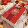 Mantel rojo nuevo con temática de boda, diseño festivo, impermeable y resistente al aceite, no requiere lavado, apto para mesas de sala y comedor