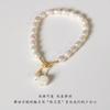 Pulsera de Perlas de Agua Dulce Natural para Mujer Moda Estilo Chino Joyería de Mano Elegante Concha Orquídea Colgante Pulsera Venta al por Mayor