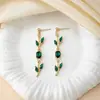 Pendientes de Hoja y Pétalo Estilo Europeo y Americano Más Vendidos Transfronterizos, Pendientes de Lujo Ligero de Hoja y Tulipán de Moda al por Mayor