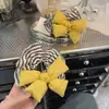 Diadema de Algodón Relleno Amarillo Brillante con Lazo y Rayas Cuerda para el Cabello Plegada Moda Coreana Accesorios Versátiles para el Cabello Nueva Diadema 2025