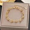 Pulsera 100 Europea y Americana Acero de Titanio Color Oro de 18k Libre de Color para Mujer Simple Versátil Elegante Ins Moda Personalizada Joyería de Mano
