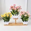 Set de Arreglo de Flores Artificiales, Flores de Plástico para Decoración del Hogar de la Sala de Estar, Arreglos de Flores de Seda, Adornos de Flores Artificiales con Valla Pequeña, Plantas en Maceta al por Mayor