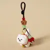 Llavero Colgante Tallado en Madera Hecho a Mano Perro Samoyedo Lindo Adorno para Mochila Regalo para Cumpleaños de Amigo