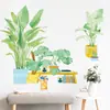 LD96001 planta verde tropical fresca hoja de tortuga maceta dormitorio sala de estar hogar decoración de pared pegatinas de pared autoadhesivas