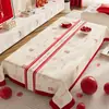 Toalha de Mesa de Centro para Casamento Vermelha Festiva Decoração de Sala de Casamento Novo Estilo Chinês Sala de Estar Impermeável e Resistente ao Calor Toalha de Mesa Dupla Felicidade